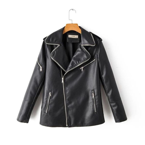 

women's leather & faux pink jacket women long sleeve sashes zipper black coat turn down collar pu biker modis fashion clothes