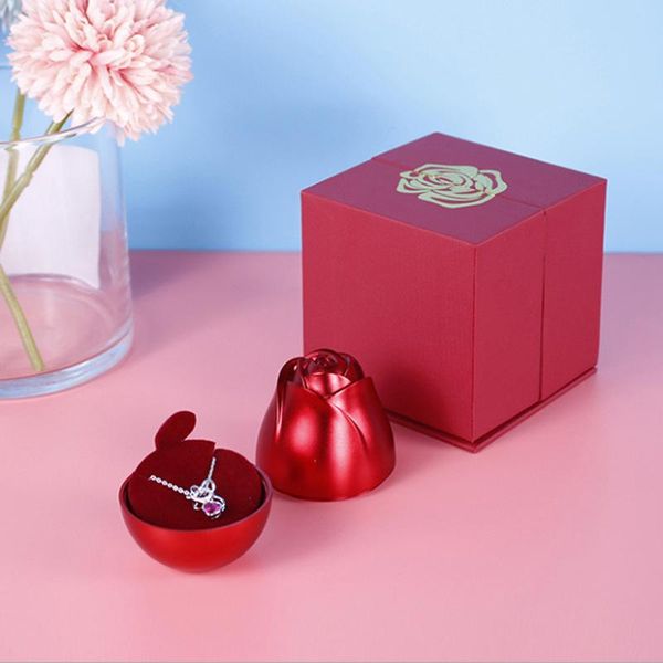 

gift wrap rose ring box engagement coin jewelry decorations home storage tp-