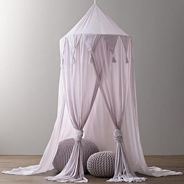 

children chiffon canopy summer round hung dome mosquito net kids play game tent valance room decoration kids girls gift