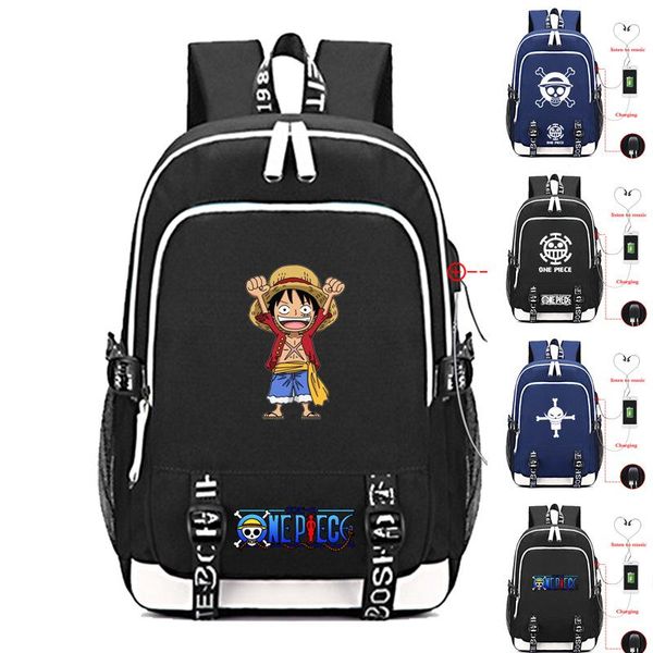 

backpack cartoon one piece usb charge backpacks student book bags teens sport rucksack boys girls men large capacity bag mochila