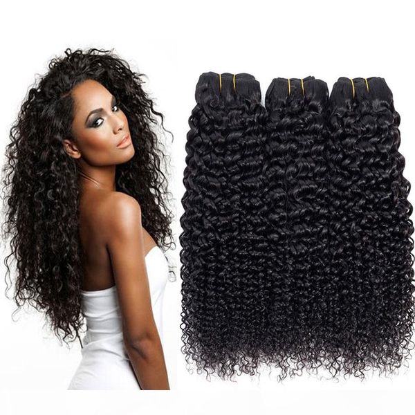 

9a brazilian kinky curly human hair bundles unprocessed peruvian jerry curly human hair extensions malaysian indian curly virgin hair weaves, Black