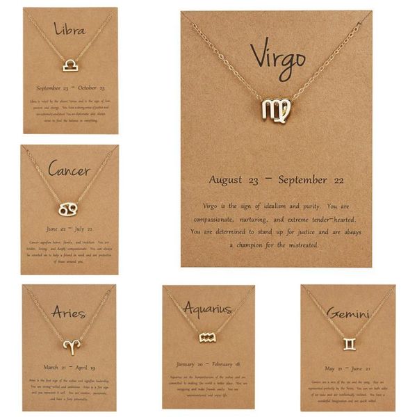 

pendant necklaces elegant star zodiac sign necklace 12 constellation charm wish card choker fashion couple jewelry gift, Silver