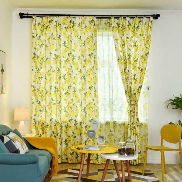 

curtain & drapes lemon print curtains for living room 1 piece pretty window door decor polyester cortinas kids bedroom kitchen cafe car vala