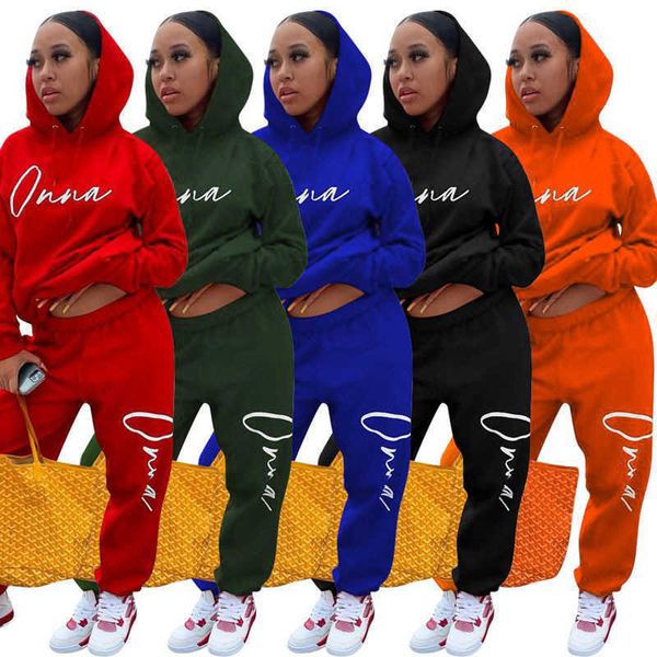 

women autumn and winter tracksuits fashion women's drawstring printed hooded long sleeve pants two-piece set sports ladies, Gray