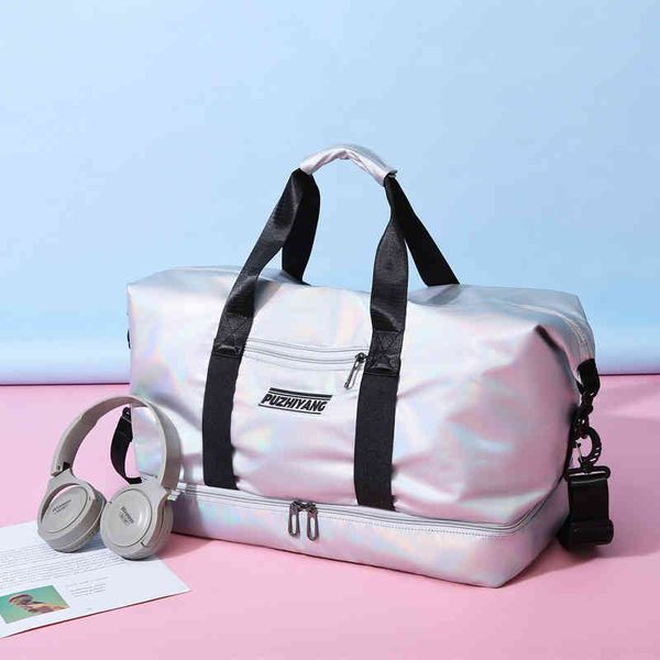 

large capacity waterproof dry wet separation travel bag mommy yoga swimming luggage, Blue;pink