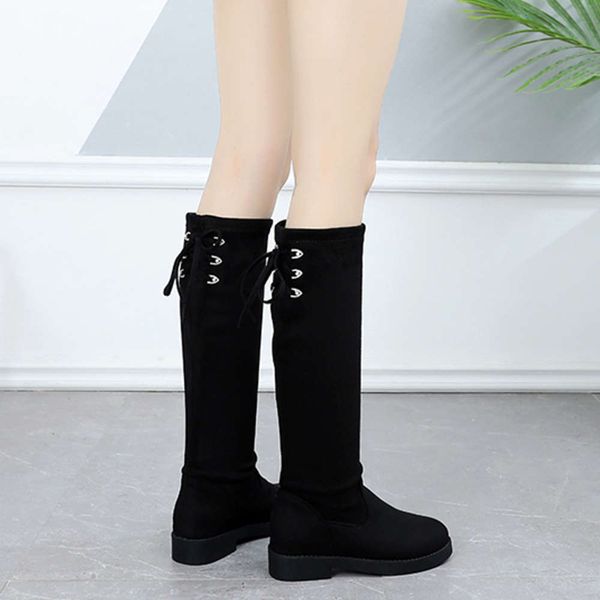 

autumn and winter 2020 new elastic korean versatile pile high tube thin boots small size net red women's shoes fashion, White;red