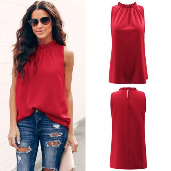 

women's t-shirt summer sleeveless for women slim stand neck solid t shirt female tee wdc2267, White