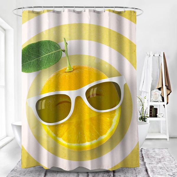 

curtain & drapes easy install machine washable waterproof polyester bathtub shower digital printed for bathroom fruits pattern curtains