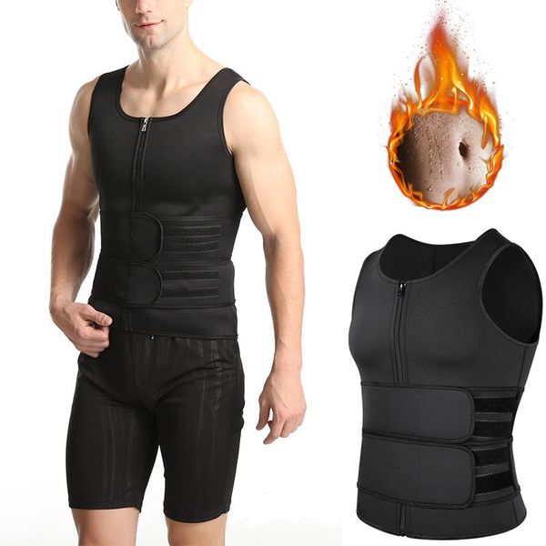 

men's corset sports body shaping vest sweat suit fitness waist belt beer belly belly belt black, White;black