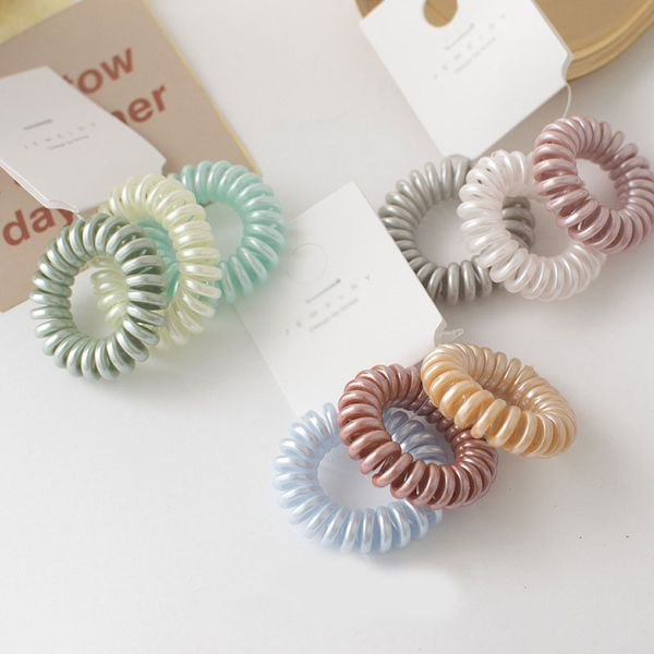 

3pcs/set women's scrunchies small telephone wire line hair rubber bands elastic hairbands rope circle for girls hair accessories, Golden;white