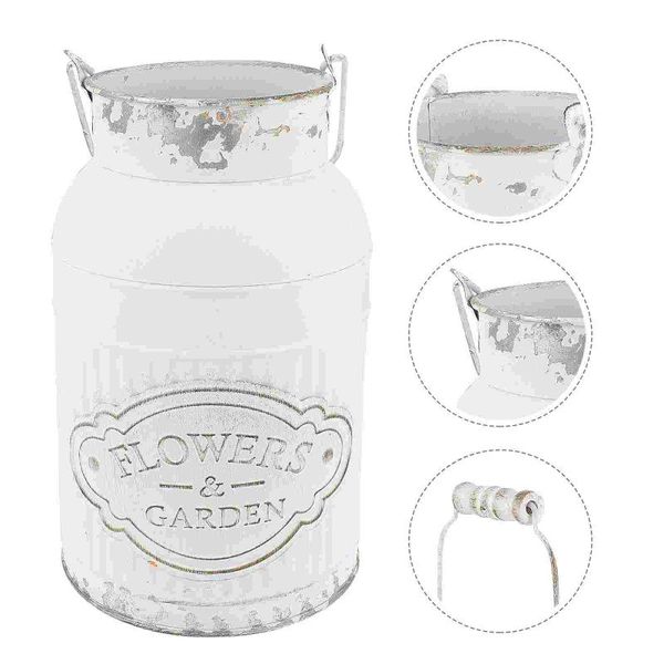 

vases 1pc vintage flowerpot multi-purpose storage container iron art flower bucket