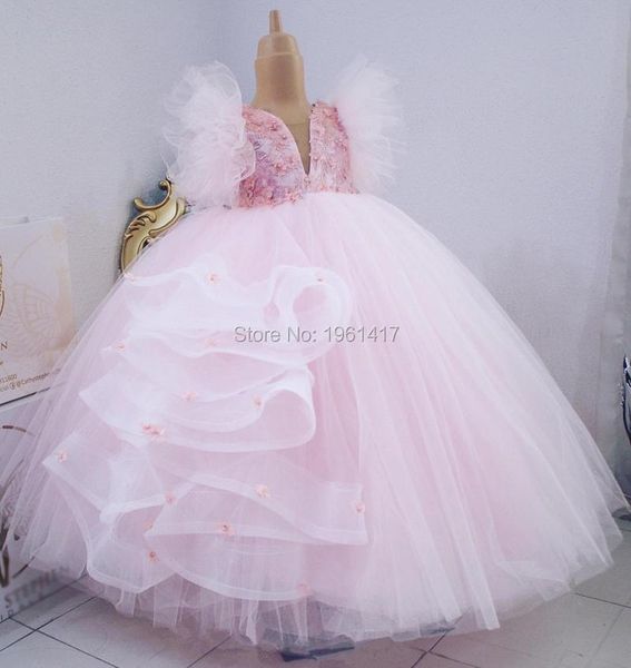 

girl's dresses flower girl long handmade flowers little birthday dress ball gown communion pageant, Red;yellow