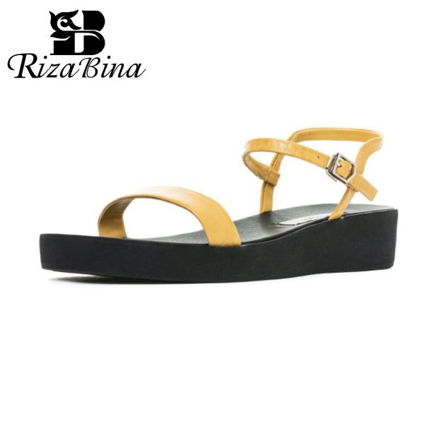 

sandals rizabina summer shoes wedge heels concise buckle strap casual daily beach ladies footwear size 34-39, Black