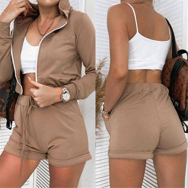 

women's tracksuits 2021 sports and leisure summer hooded sweater suit two-piece, Gray
