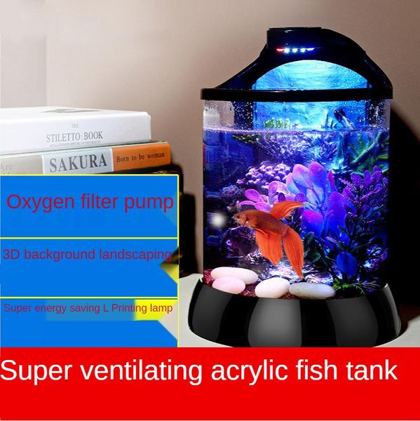 

mini aquarium small deskfish tank oxygen pump filtration small fish tank transparent acrylic aquarium accessories