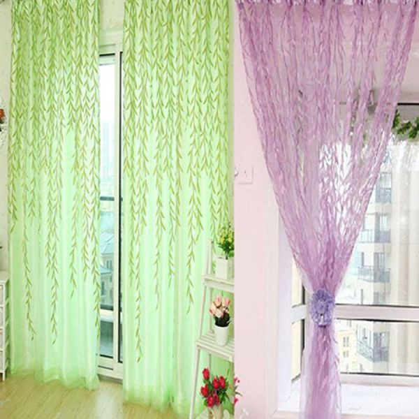 

curtain & drapes pastoral green willow sheer curtains window yarn for living room tulle fabrics kitchen gauze simple panel home textiles