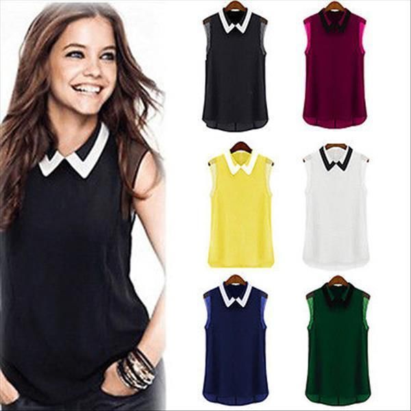 

womens clothing women summer loose casual chiffon sleeveless vest shirt blouse european style tank top, White