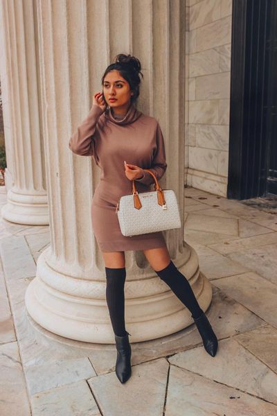 

casual dresses women sweater dress winter warm black elegant turtleneck wool blend lady camel modern fashion office bodycon, Black;gray