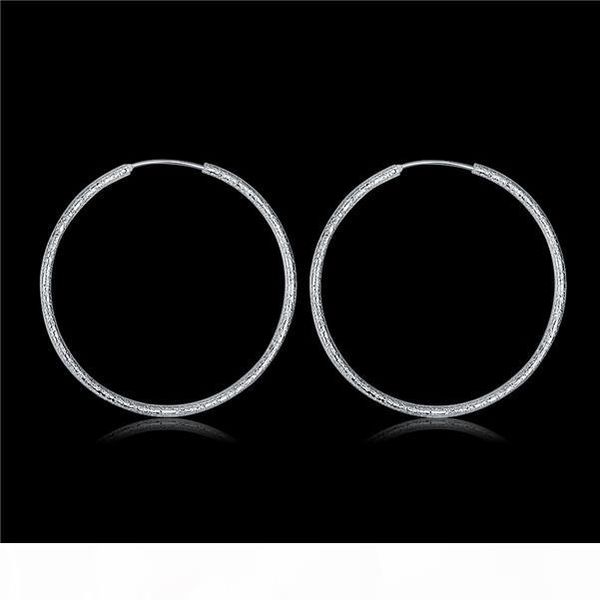 

plated sterling silver sand round earrings dase44 size diameter:5.1cm;high quatity women's 925 silver plate hoop & huggie jewelry earri, Golden;silver