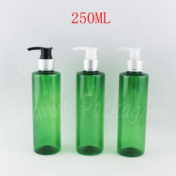 

storage bottles & jars 250ml green plastic bottle with silver lotion pump , 250cc shower gel / sub-bottling empty cosmetic container