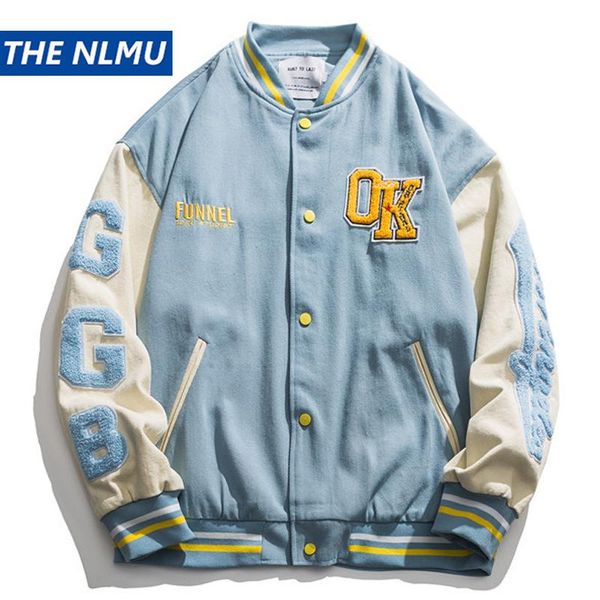 

men's jackets hip hop vintage baseball jacket men letter embroidery patchwork college womens harajuku coats clothing wy913, Black;brown