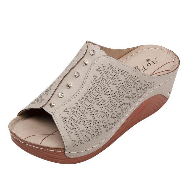 

summer women wedges slippers high heels sandals platform ladies shoes open toe beach slides female roman flip flops, Black