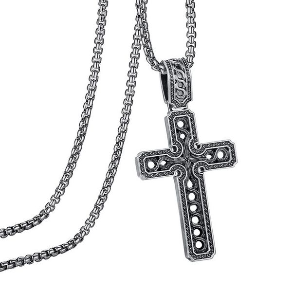 

men's hip hop cross necklace and religious ornament hollow out pendant, Silver