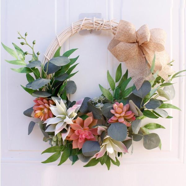 

decorative flowers & wreaths artificial succulent twig wreath simulation fake flower handmade round garland design for front door wall