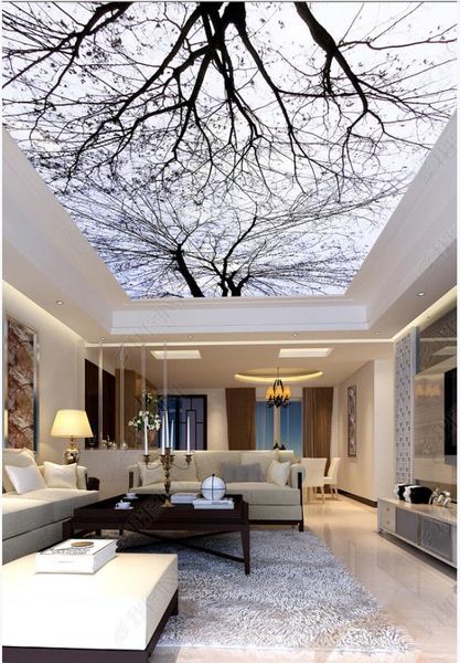 

wallpapers custom ceiling mural wallpaper 3d zenith beautiful watercolor style tree branch sky