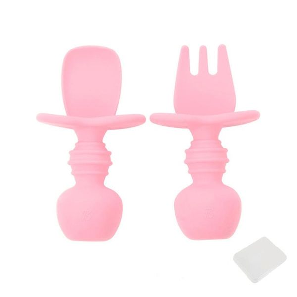

silicone utensils baby fork and spoon set toddler training led weaning stage 1 for ages 6 months bento accessories forks