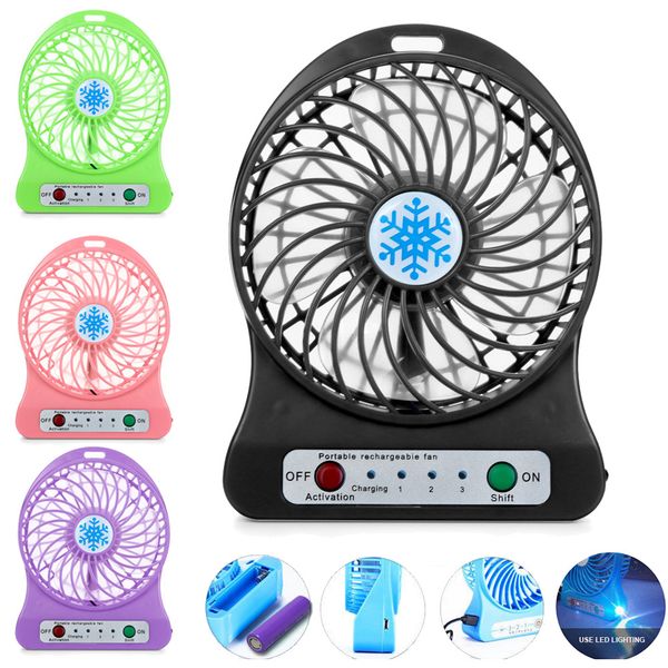 Mini ventilatore portatile USB ricaricabile Ventola di raffreddamento dell'aria Mini scrivania Terzo vento Ventola USB 18650 Batteria (inclusa) Ventole di raffreddamento