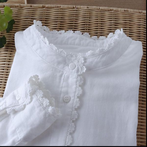

lace collar shirt simple blouse small fresh cotton shirt a3555 drop shipping, White