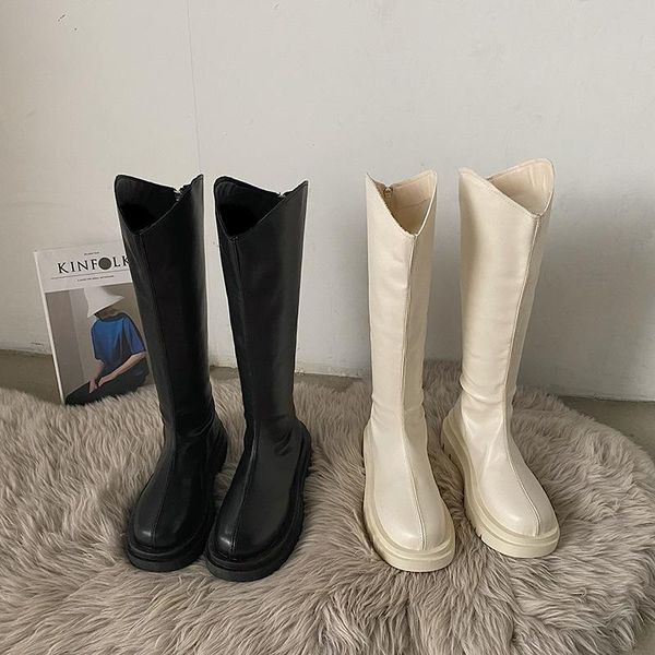 Botas femininas de borracha sexy coxa salto alto sapatos femininos calçados de inverno designer zíper tamancos platf