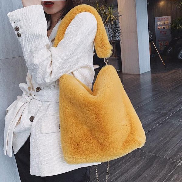 

cross body drop winter handbag designer women's plush shoulder bags soft fur hobo women large capacity purse lady sac