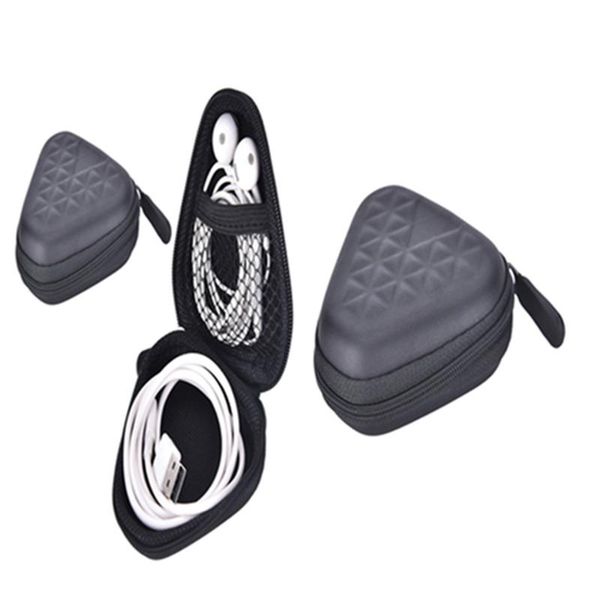 

coin purses triangle shape headphones box earphone earbuds hard case trinketry storage carrying pouch bag zipper, Red;black