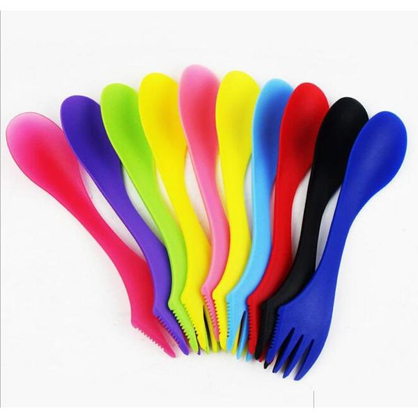 

wholesale fork spoon spork 3 in 1 reusable plastic tableware cutlery utensil combo kitchen portable outdoor picni jlligb ladyshome