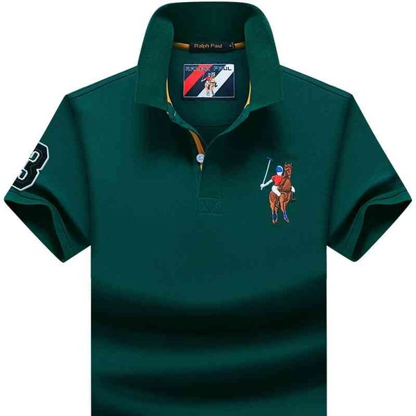 

paul - men's short sve t-shirt, cotton ball, embroidery, casual, loose, lapel, busins, large, White;black