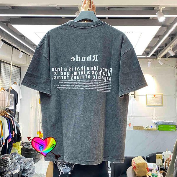 

2021 t-shirt men women graphic print vintage rhude tee oversize make old washed short sleeve, White;black
