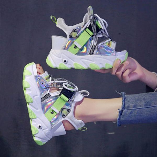 

cm heels chunky beach sandals platform muffin bottom shoes women summer thick sole 2021 height increasing female sandals, Black