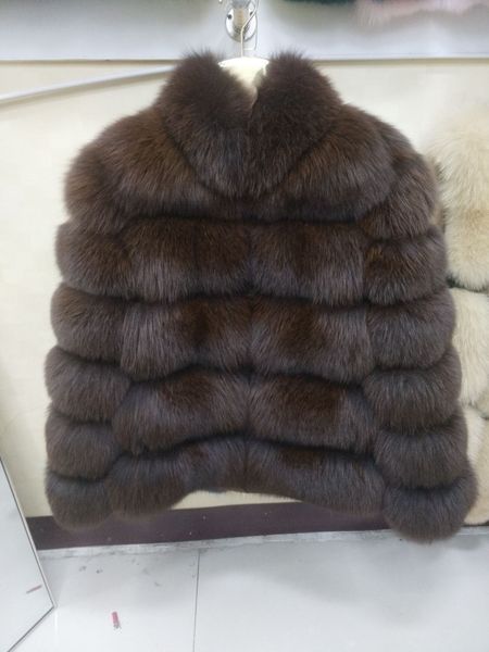 

natural fox fur coat real fox fur short jacket winter fashion warm casual european woman street style s 5xl, Black