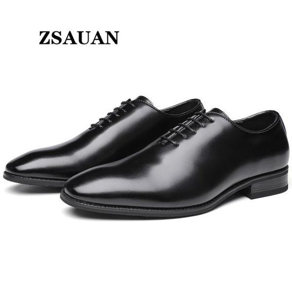

dress shoes zsauan drop 39-45 men basic british formal male gentleman genuine leather retro suit wedding pointy classic, Black