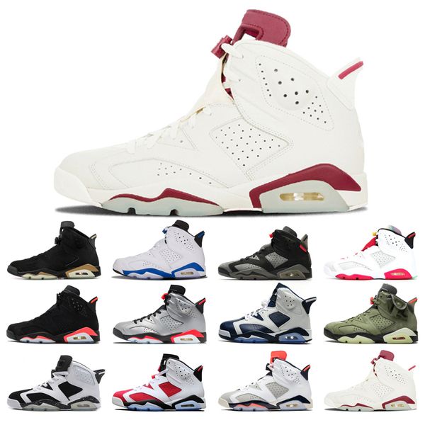

man's basketball shoes 6s high cut alternate angry bull black cat infrared carmine dmp hare marron olympic oreo sport blue unc white in
