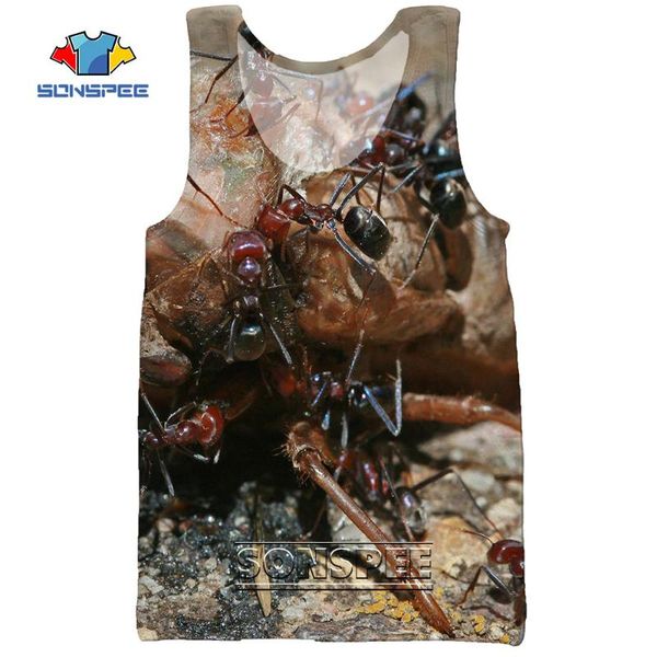 

men' tank sonspee 3d brand men woman ant vest horror thriller differentiated casual sports harajuku hip hop all-match large size top, White;black