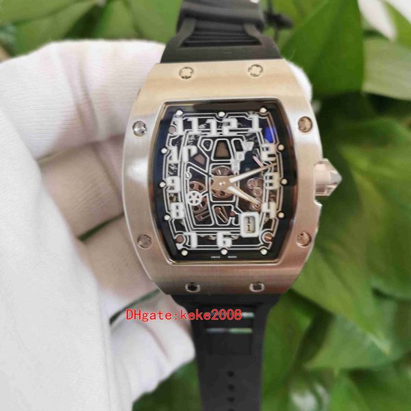 

excellent watches 38mm x 47mm r m 67 67-01ti extra flat stainless steel black rubber strap transparent mechanical automatic mens men watch w, Slivery;brown