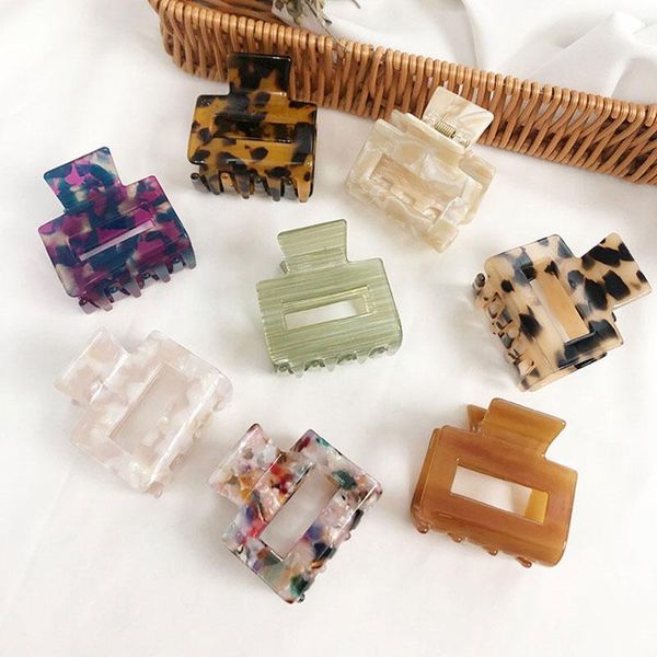 

hair accessories korean geometric acetate square crabs clip leopard grain clamps for women jelly color