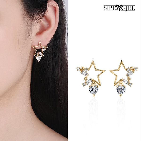 

stud fashion inlaid zircon dainty geometric earrings for women hypoallergenic vintage small hoop jewelry 2021, Golden;silver
