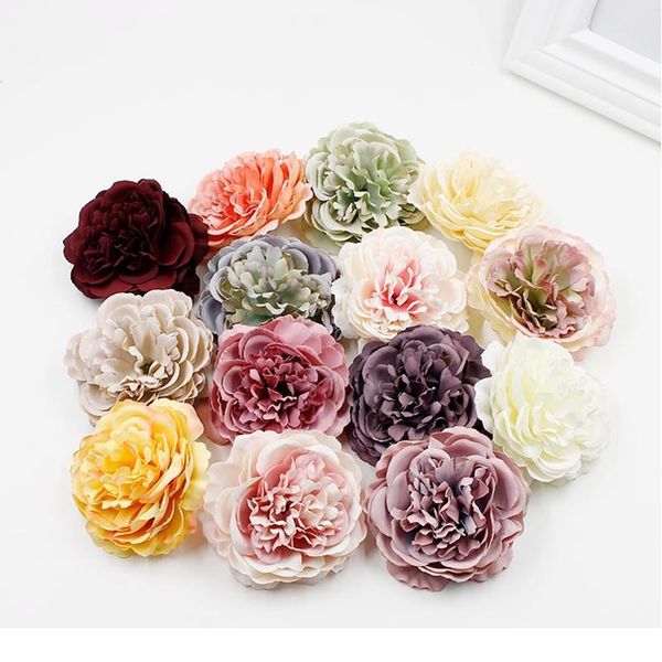 

2pcs 8 cm artificial flower silk peony flower head for wedding party home decoration diy flower wall gift box scrapbo qylaci