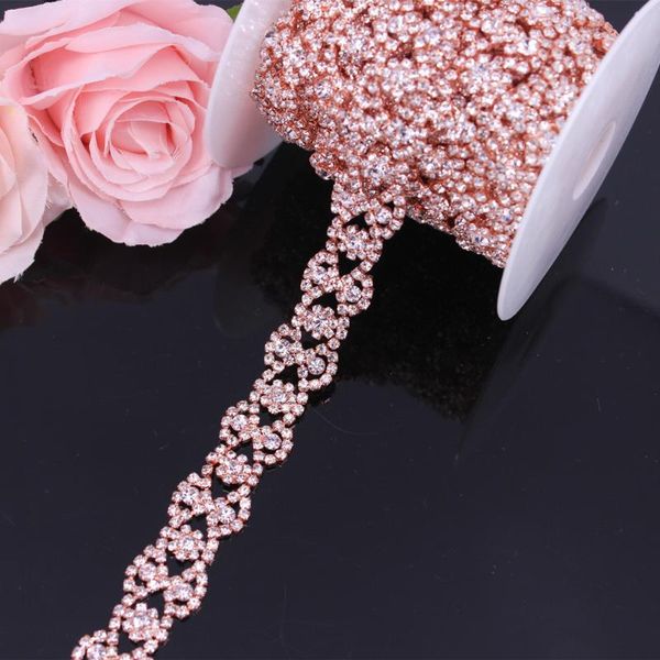 

wedding sashes rose gold crystal dress belt bridal chain trim rhinestone applique sew on garments diy clothes, White