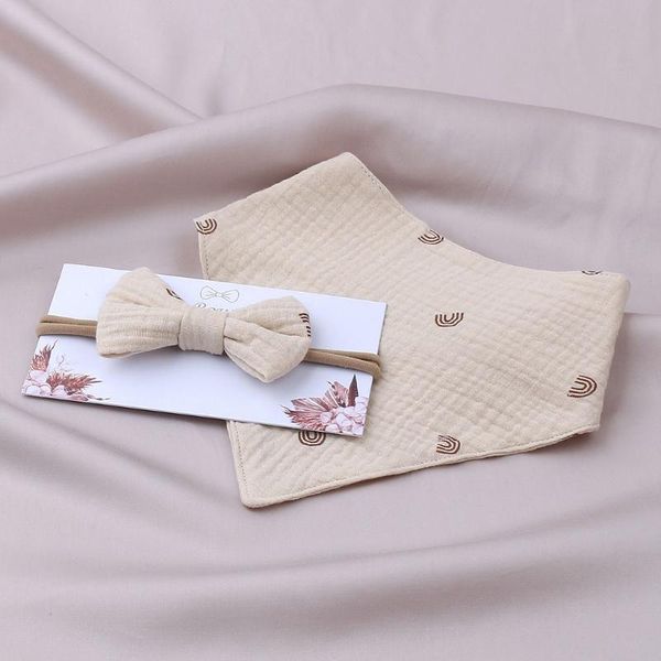 

bibs & burp cloths mxle 2pcs baby girls elastic bow headband saliva towel set princess bowknot hair band