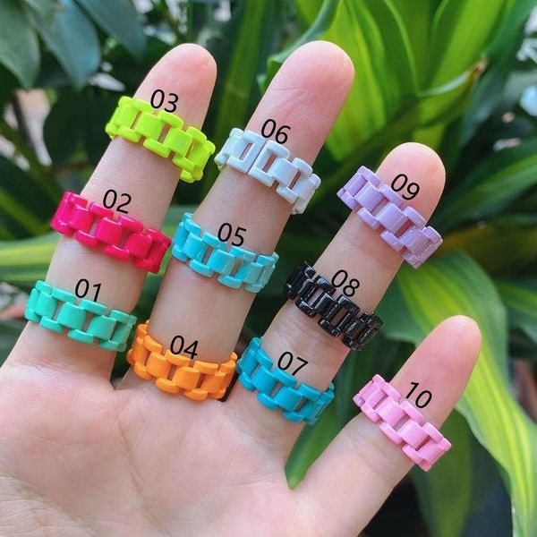 

10pcs 2021 trend candy color geometric chain for women multicolor irregular open rings jewelry, Silver